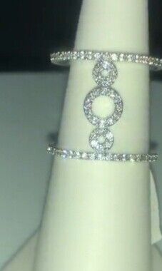 Crystal Circle Trio Openwork Sterling Ring - Silver